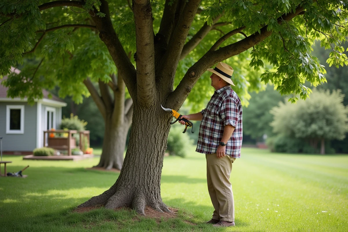 Homme âgé avec sécateurs près d
