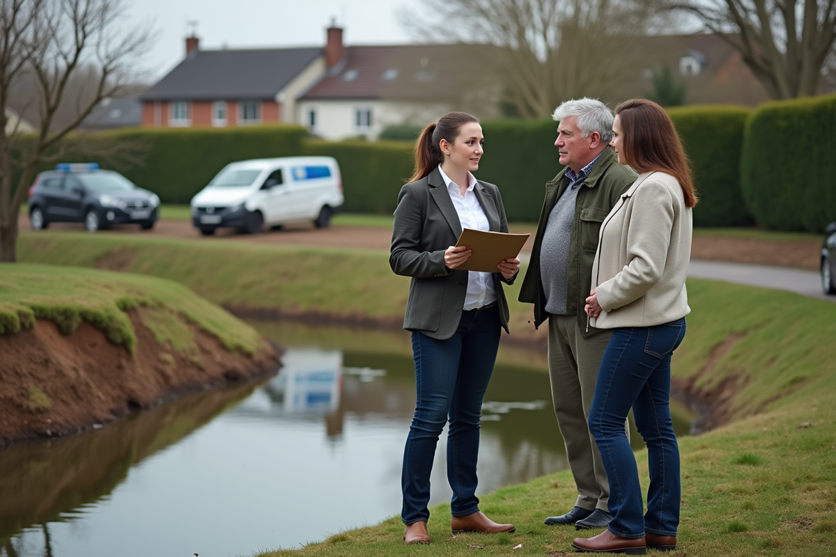Officier municipale discutant avec un couple près d