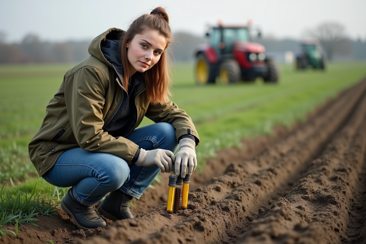 Jeune technicienne agricole étiquetant des tubes à test